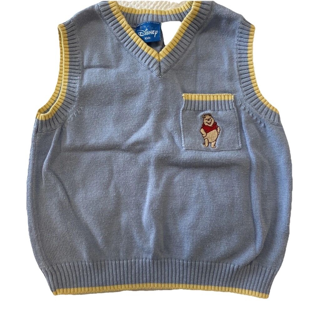 Disney Store Sweater Vest Size 12mos Baby Boy Embroidered Winnie The Pooh Preppy